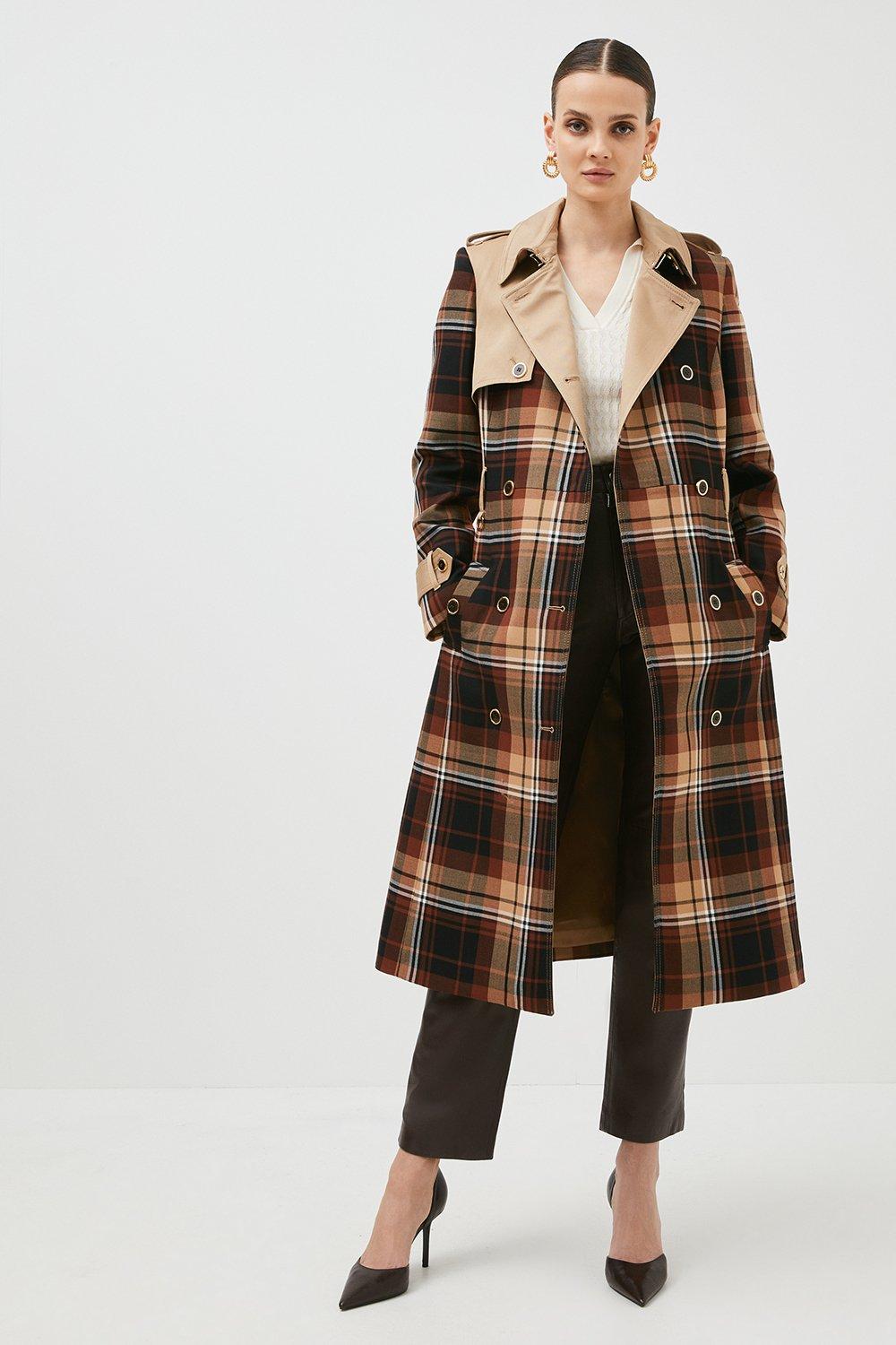 All Over Check Trench Coat | Karen Millen